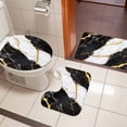 thumbnail image 4 of Black Marble Bath Mat 3 Piece Bathroom Rug Set, Luxury Gold White Abstract Cracks Artwork Non Slip Bath Rug Contour Mat and Toilet Lid Cover, Absorbent Shower Mats Soft Bath Rugs and Mats Sets, 4 of 8