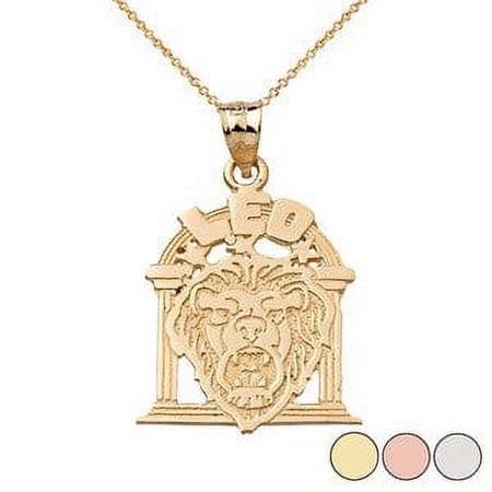 ZODIAC LEO PENDANT NECKLACE IN SOLID GOLD (YELLOW/ROSE/WHITE) : 14K White Gold Pendant with 20" chain