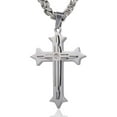 thumbnail image 2 of Mens Stainless Steel Cross Pendant Necklace 5mm Byzantine Link Chain Religions Jewelry 22-32inch, 2 of 4
