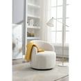 thumbnail image 2 of Jopath Swivel Accent Armchair, Barrel Chair With Black Powder Coating Metal Ring Teddy Fabric Accent Chair for Living Room Bedroom Reading Waitingroom Ivory, 2 of 9
