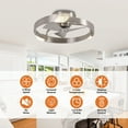 thumbnail image 5 of Parrot Uncle Modern 20" Nickel 3-Blade 3-CCT LED Flush Mount Ceiling Fan with Remote Control, Bedroom Ceiling Fan, 5 of 17