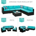 thumbnail image 3 of Best Choice Products 7-Piece Outdoor Modular Patio Conversation Furniture, Wicker Sectional Set - Black/Teal, 3 of 8