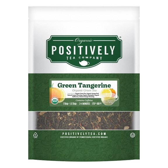 Positively Tea's Organic Green Tangerine Green Tea, Loose Leaf, 1 Pound Bag
