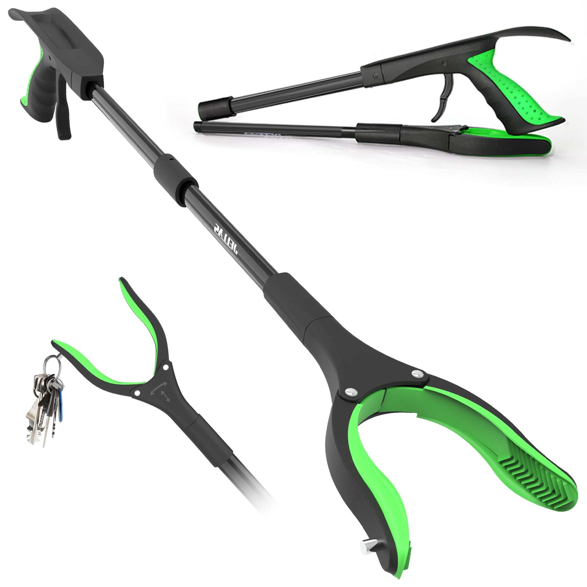 JELLAS 32' Reacher Grabber Tool with Shoehorn and 360° Rotating Gripper, Extra Long Trash Picker Claw Grabber, Reaching Aid Tool, Litter Pick up, Arm Extension