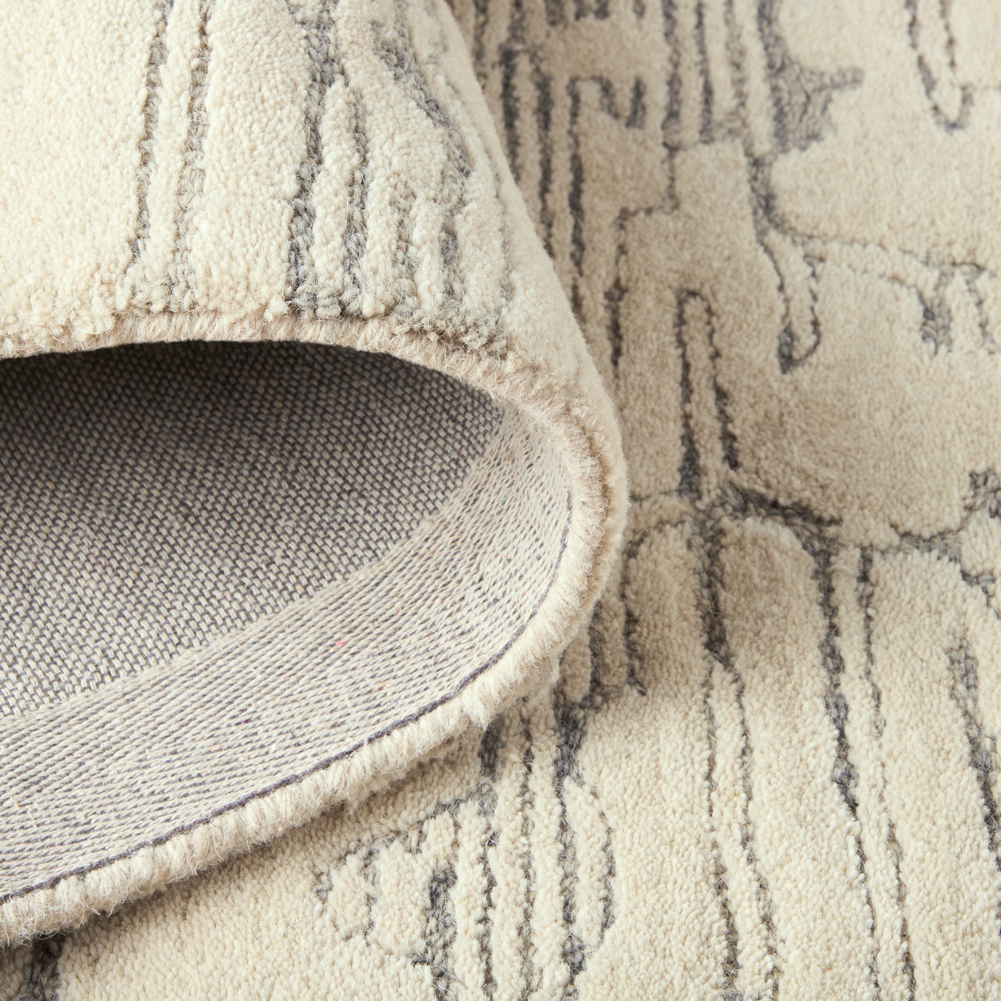 TOWN & COUNTRY LUXE Remi Abstract Line Art Handcrafted 100% Wool Area Rug, Beige/Blue, 6"x9"