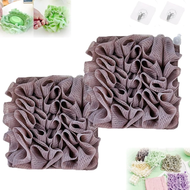 Loufee, The Leeffa Soft Loofah and Washcloth, Leefa Loofah, Ducha Loofah con cordón, 2 en 1 Ducha Loofah (2PCS-I)