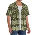 thumbnail image 2 of Uemuo Green Snake Pattern Cotton Linen Short Sleeve Shirts,Casual Lightweight Button Down Shirts,Vacation Beach Summer Tops-3X-Large, 2 of 7