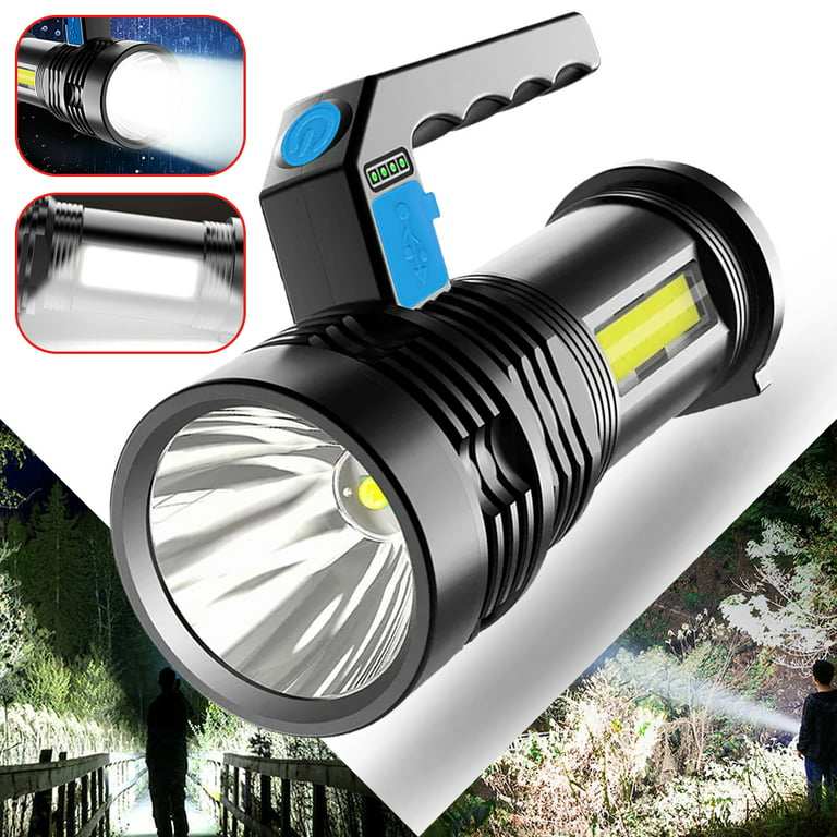 High Power LED Flashlights Camping Torch With 4 Lamp Beads And COB Side  Light Rechargeable Portable Hand Lantern 4 Lighting Mode