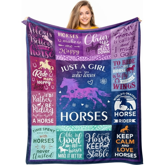 Kuscheln Horse Gifts for Girls Women, Just A Girl Who Loves Horses Blanket, Horse Lovers Christmas Birthday Gifts