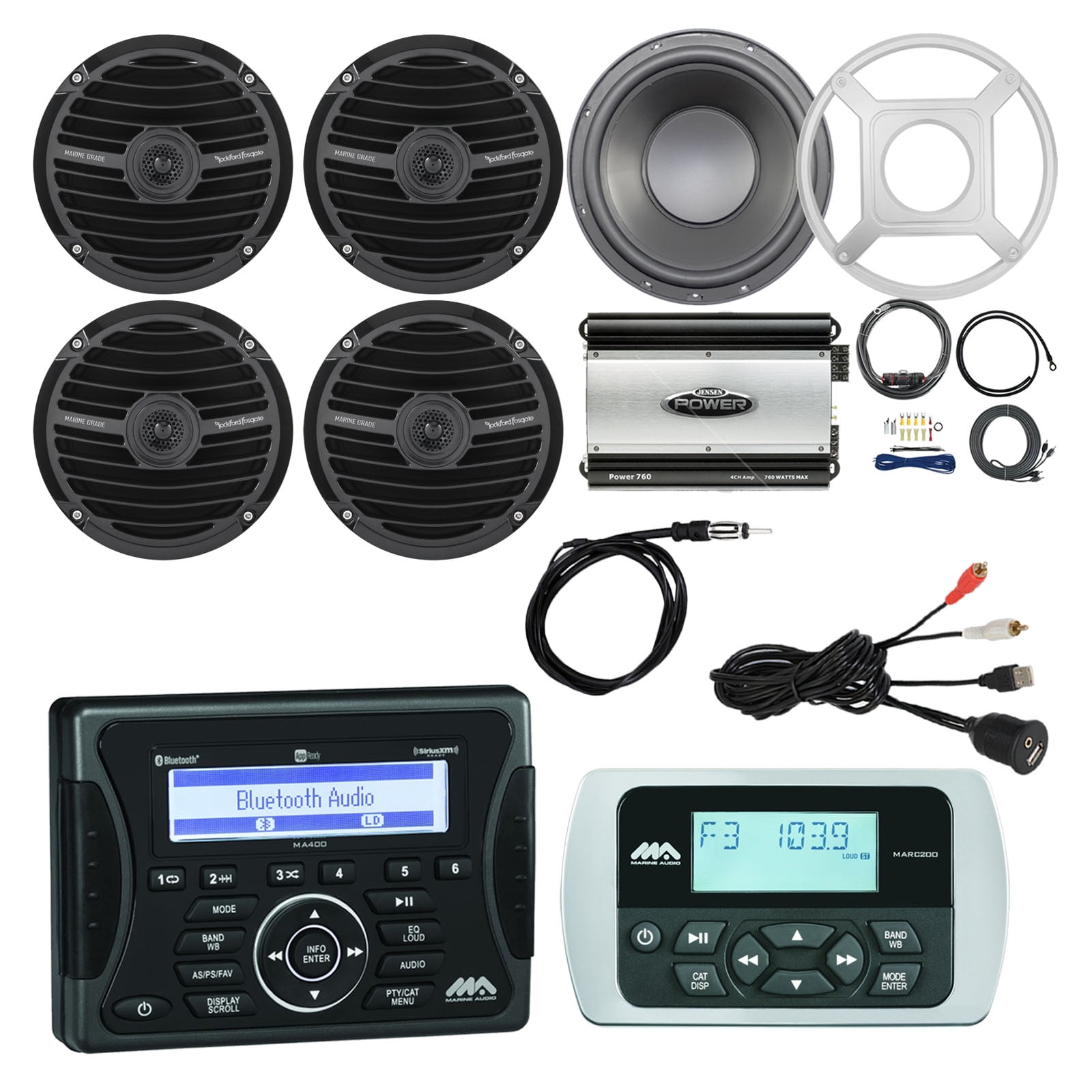 Jensen Marine Audio Bluetooth AUX USB SiriusXMReady Receiver, Wired