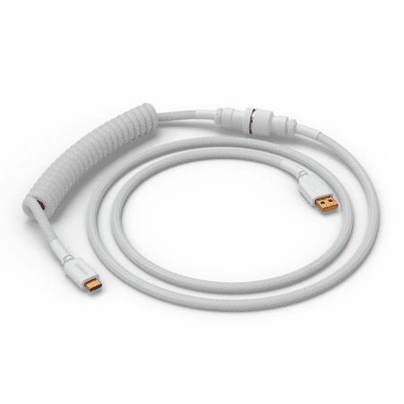 Glorious - Coiled USB-C Artisan Braided Keyboard Cable for Mechanical Gaming Keyboards - Ghost White