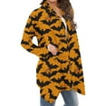 thumbnail image 5 of Kilaqueen Halloween Cardigan for Women Casual Spooky Pumpkin Pattern Sweater Tops Stretchy Long Sleeve Oversized Cardigan Fall Outwear Over Coats, 5 of 6