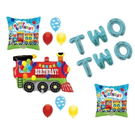 Hallmark Birthday Train - Chugga Chugga Two Two Train 2nd Birthday Party Balloons Decoration Supplies