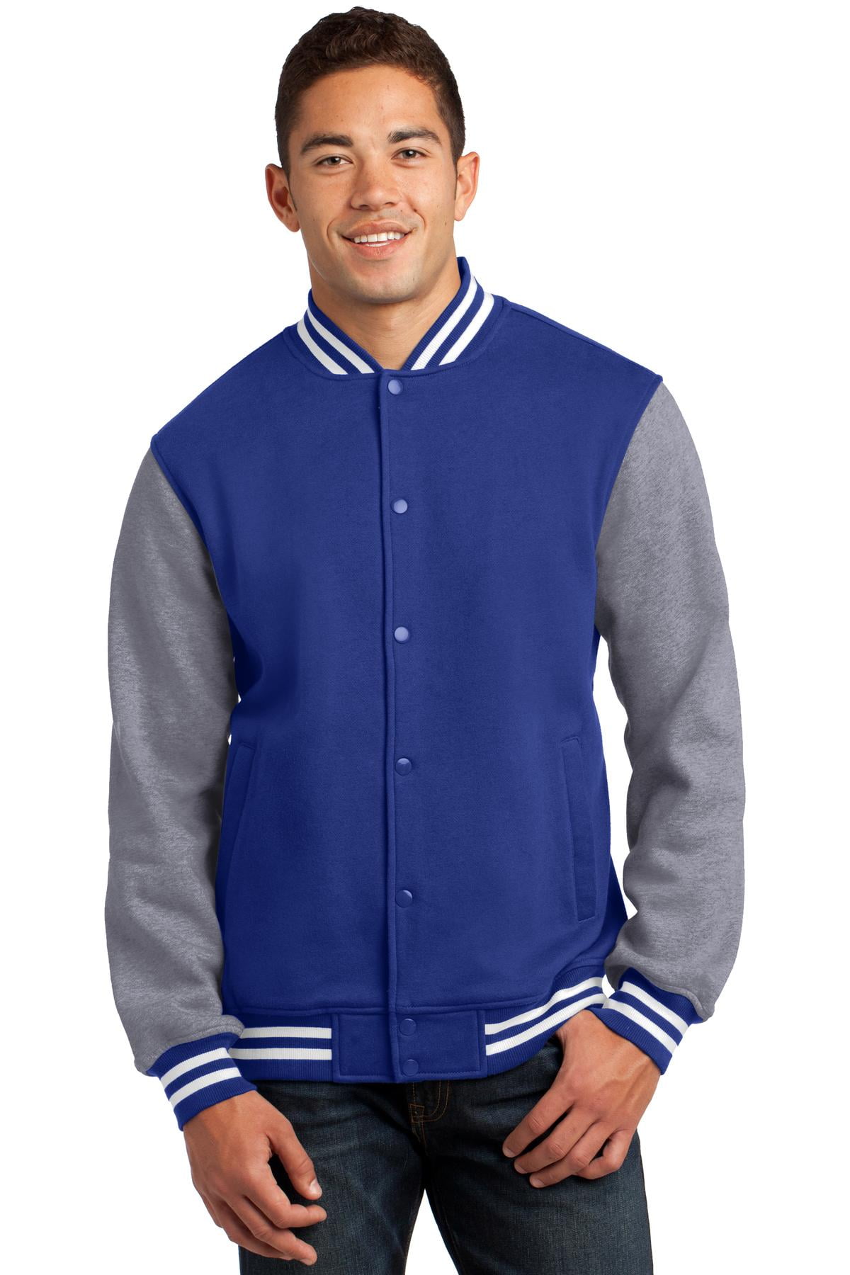 Ultra Game mens Full Zip Fleece Vintage Letterman Varsity Jacket 