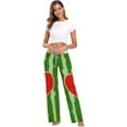 thumbnail image 6 of Women's Striped Watermelon Red Carved Heart Pajama Pants, Casual Pajama Bottoms Lounge Pants Wide Leg, 6 of 7