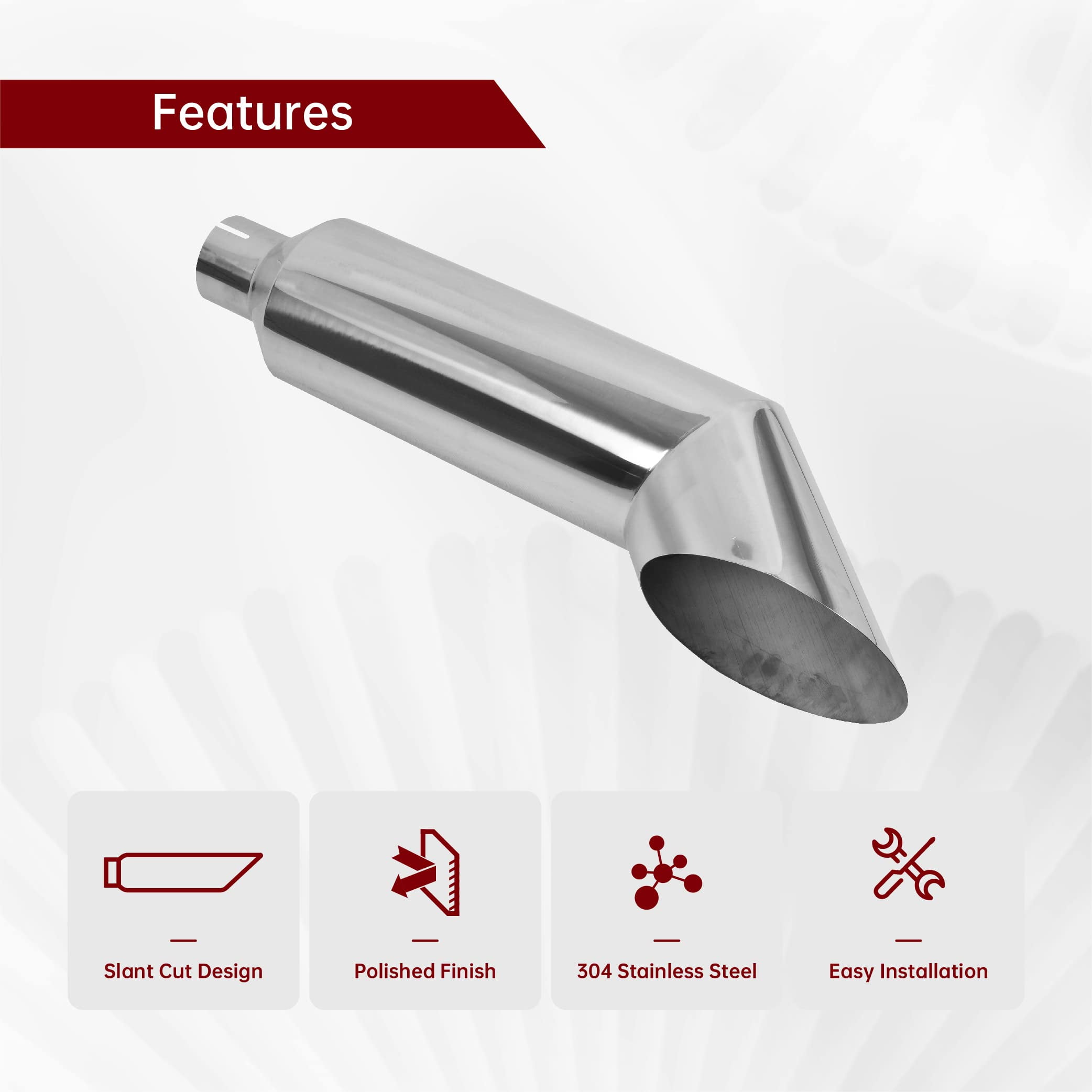 4" Inlet 7" Outlet 36" Tall Diesel Exhaust Stack Tip Polished Stainless Steel