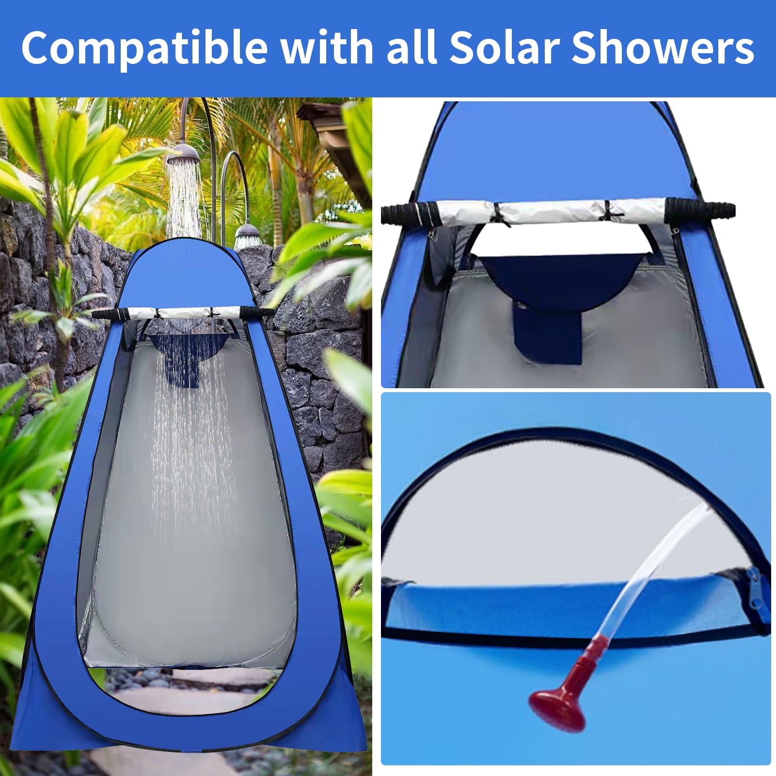 Up Privacy Tent, Outdoor Privacy Shower Tent Portable Changing Room Camping Toilet with Carry Bag, Foldable Privacy Shelter Dressing Room Bathroom Toilet Shower Tent for Camping, Blue