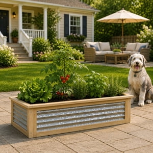 Panacea Cedar & Galvanized Steel Bottomless Planter Large Galvanized Planter Box 4 L