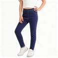 thumbnail image 2 of WQNVRNR Girls Stretchy Leggings Elastic Waist Slim Fit Comfortable Fall Casual Pants Navy 8 Years, 2 of 7