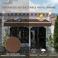 thumbnail image 3 of 9.8' x 7.8' Manual Retractable Awning, Patio Awnings Sunshade Shelter Cover with Crank Handle and Water-Resistant Polyester, Outdoor Canopy Sunsetter Awnings for Door, Window, Deck, Coffee, 3 of 7
