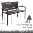 thumbnail image 2 of Spaco Outdoor Patio Rattan Wicker Bench with Armrest for Garden, Outdoor Bench for Park, Porch, Patio and Backyard, 2 of 5