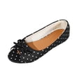 thumbnail image 2 of Gpaecead Women's Polka Dot Bow Flats Peep Toe Vintage Slip On Cushioned Insole Non Slip Shoes For Commute And Casual, A-Black, 2 of 8