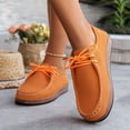 thumbnail image 2 of Womens Loafers Solid Color Lace up Lightweight Boat Shoes Casual Arch Support Slip on Flat Walking Shoes Brown Size 7.5, 2 of 8