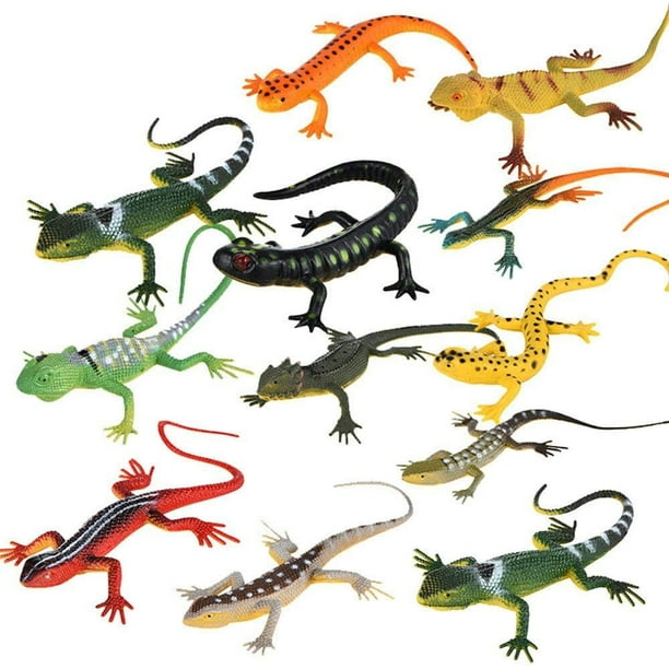 24 Pcs Artificial Model Reptile Lizard Toys Plastic Colorful Lizards Toy Action Figure