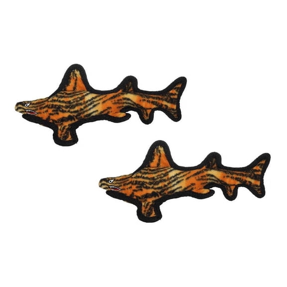 Tuffy Ocean Creature Tiger Shark Durable Plush Squeaky Dog Toy, 2 Pack