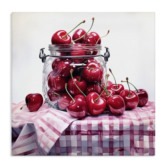 Stupell Industries Cottage Cherries in Country Jar Canvas Art, 30 x 30, by RB