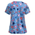 thumbnail image 4 of GEWSEY Women's Scrubs Printed Scrub Tops Plus Size Stretch Nursing Scrubs Fall Medical Workwear with Pockets (Blue, XL), 4 of 5