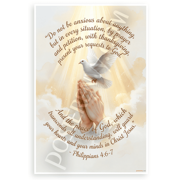 Philippians 4:6-7 "Do Not Be Anxious" Prayer Inspirational 12x18 US Made Poster