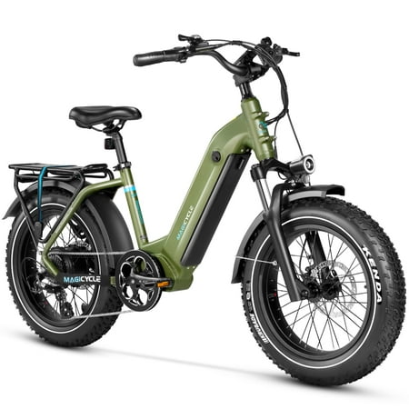 MAGICYCLE Ocelot Pro Fat Tire Electric Bike for Adults 750W Motor E Bike 52V 20Ah Step-Thru 20" Electric Mountain Bike for Beach Snow 7 Speeds