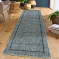 thumbnail image 2 of HOMERRY Scalloped Border Runner 2' x 8' for Hallway Modern Washable Throw Rugs for Kitchen Indoor Carpet, Gray, 2 of 7