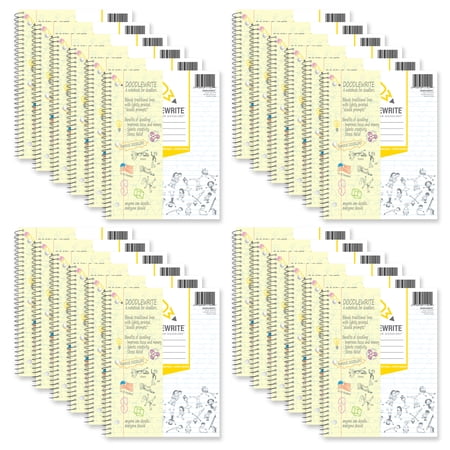 DoodleWrite Wide Ruled Wirebound Spiral Notebook 24 Pack Includes Doodle Prompts to Keep Focus Spark Creativity/Imagination Relieve Stress 10.5 x 8 50 Sheets/100 Pages