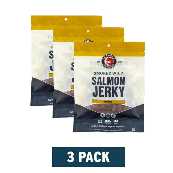 SeaBear Smoked Salmon Jerky - Peppered, 3.5 oz (3 Pack)