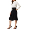 thumbnail image 4 of Allegra K Women's A-Line High Elastic Waist Button Front Casual Pleated Above the Knee Skirt, 4 of 6