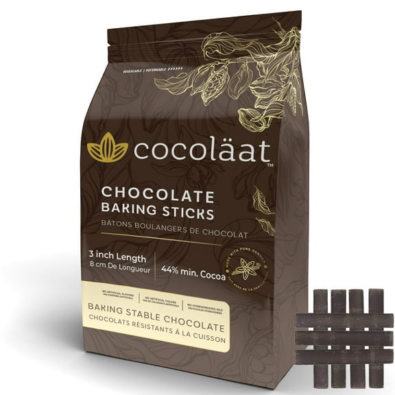 Cocoläat Chocolate Baking Sticks | 3 in - 44% Cocoa | Bake Stable For Chocolate Croissants | 12 oz - 64 Sticks