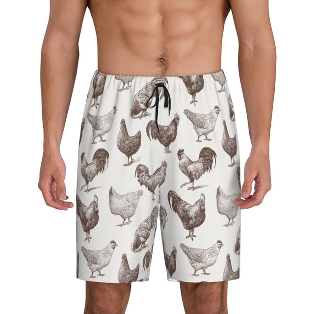 Fotbe Chickens Pantalones Cortos de Pijama para Hombre, Ropa de Dormir, Pantalones de Pijama Cortos para Hombre-XX-Large