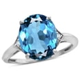 thumbnail image 2 of Star K � Large Oval 12x10 Blue Topaz 3 Stone Trillion Setting Ring, 2 of 9