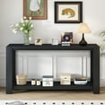 thumbnail image 3 of Harper & Bright Designs Wood Console Table with Bottom Shelf, Contemporary Minimalism Entryway Entrance Table for Hallway Living Room, 59.8'' Black, 3 of 12