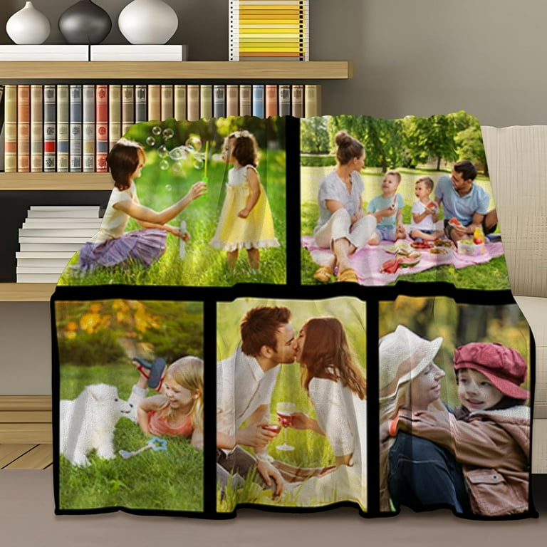 Custom Blanket Personalized Blanket with Photos Text Customized Picture Throw Blanket for Adult Kids Dad Mom Grandpa Grandma for Birthday Christmas Valentines 10 Photos Walmart