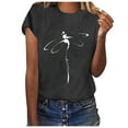 thumbnail image 1 of Fgnfyis Hauts pour Femmes T-Shirt Court Chemise Décontractée Tunique à Manches Imprimé Col Rond Lettres Hauts Blouse T-Shirts à Manches Courtes pour Femmes Gris Foncé TG, 1 of 4