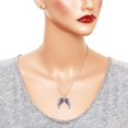 thumbnail image 2 of Angel Wing Pendant Necklace or Earring Purple Clear Rhinestone Crystal Rhodium Plated 17 Inch Snake Chain J0317-PP, 2 of 3