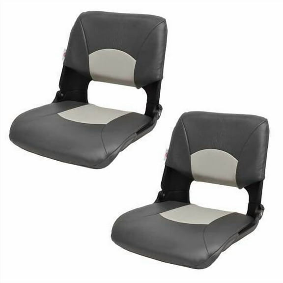 Springfield Boat Folding Fishing Seats 1061017-BLK | Black Gray (Pair)