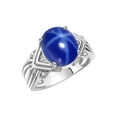 thumbnail image 6 of RYLOS Rings for Women Sterling Silver Ring 12X10MM Gemstone &  Diamonds Great Ring for Middle or Pointer Finger Blue Star Sapphire Jewelry Size 10, 6 of 7