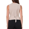 thumbnail image 3 of INSPIRE CHIC Women's Vest V Neck Sleeveless Button Down Striped Trendy Waistcoat Casual Outfits XS Khaki, 3 of 6