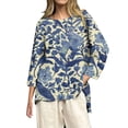 thumbnail image 2 of Blue Tshirts for Women's Vintage Floral Baseball Art Print Casual 3/4 Sleeve T Shirts Round Neck Cotton Shirt Summer Tops, 2 of 4