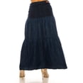 thumbnail image 5 of Be-Girl Women's Denim Maxi Skirt, Tiered Ruffle Design, Long Length with Denimm Waistband - SG-89358, 5 of 6