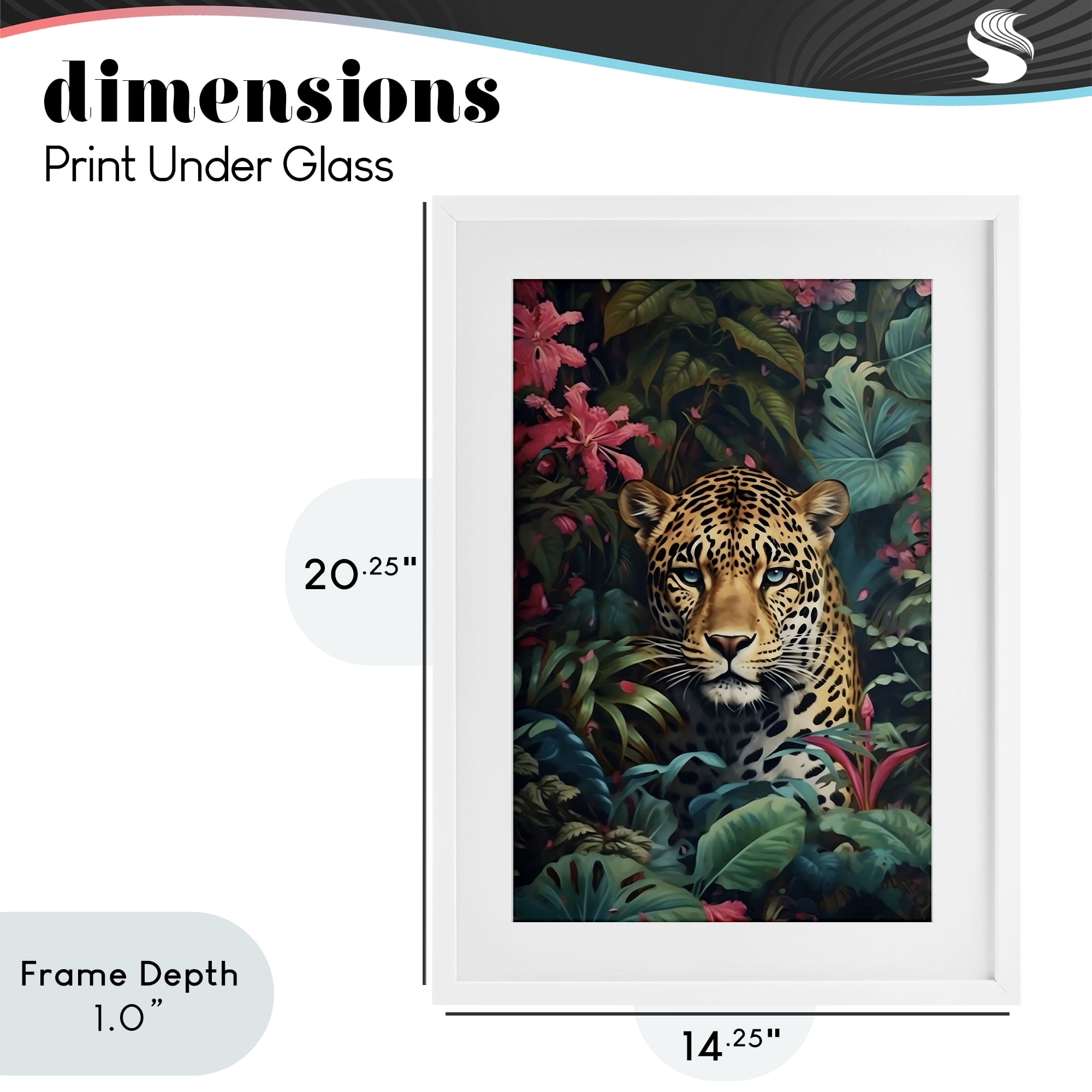 Stupell Industries Jaguar with Silent Emerald Gaze White Framed Print Under Glass, design by Creative Studio